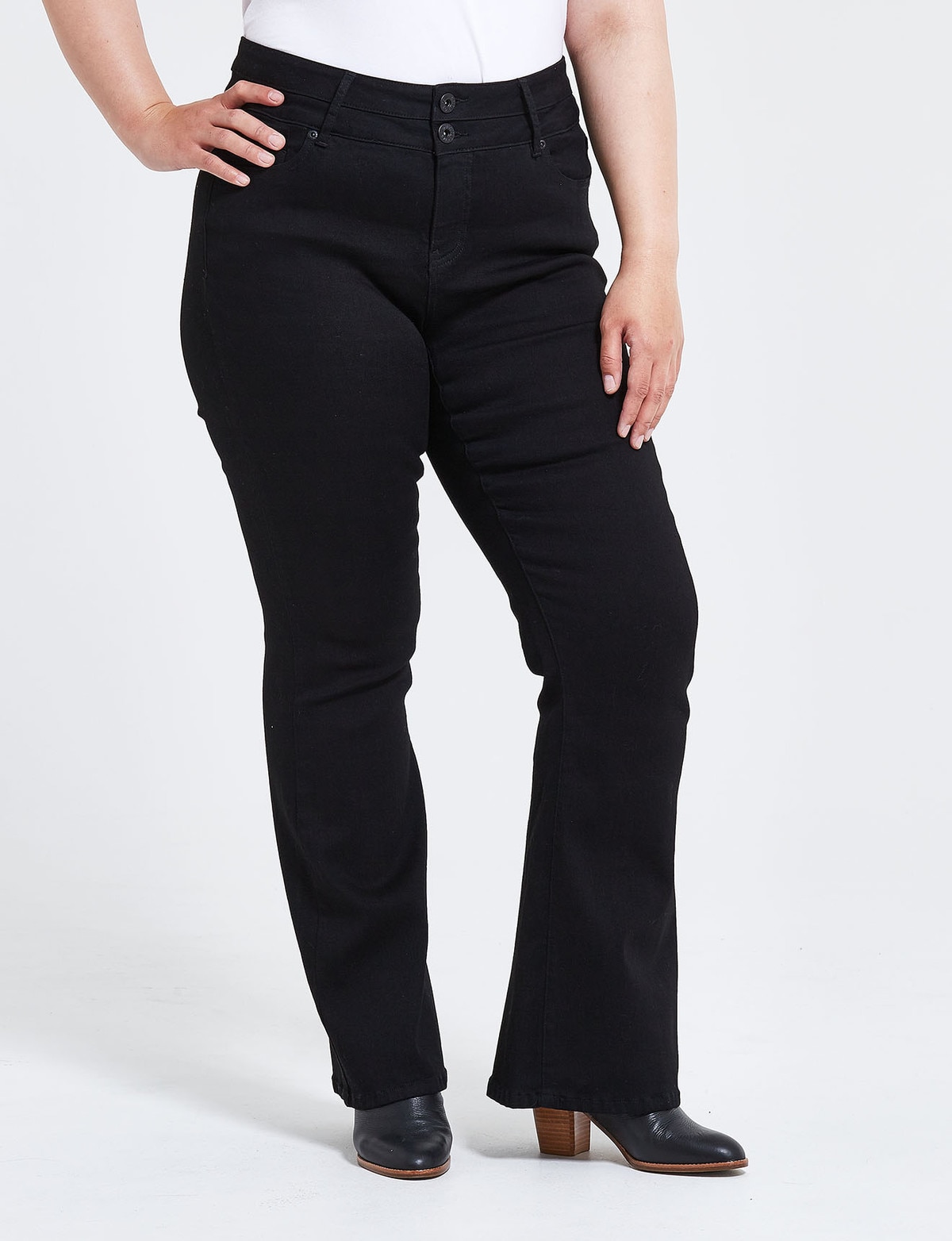 Denim Republic Curve Bootleg Jean, Jet Black - Jeans, Pants & Shorts