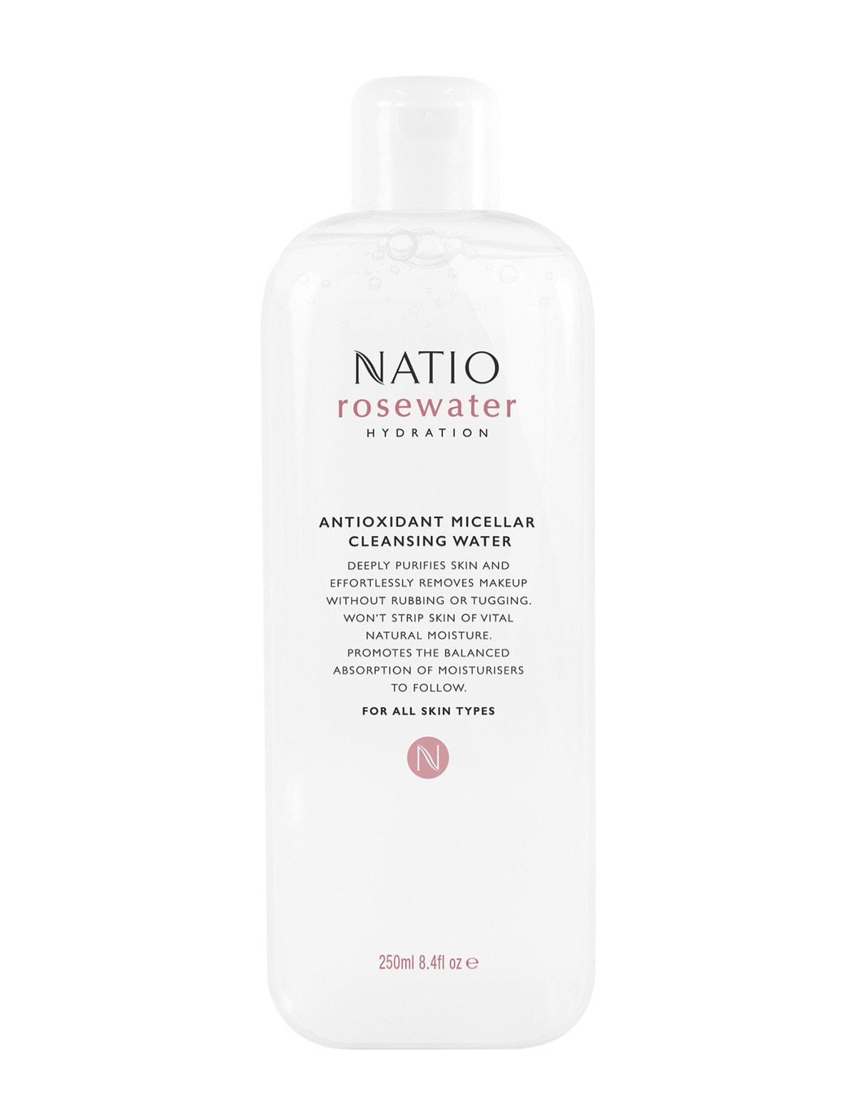 Natio Rosewater Hydration Antioxidant Micellar Cleansing Water, 250ml