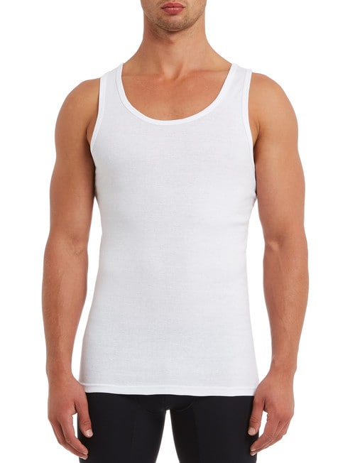 Chisel Cotton Singlet, White, 3-Pack product photo