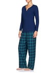 Bendon Elsa Fay Knit/Flannelette PJ Set, Blue Check product photo