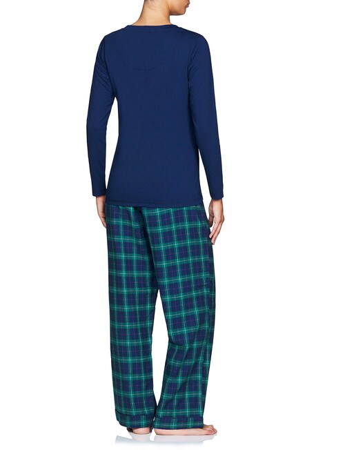 Bendon Elsa Fay Knit/Flannelette PJ Set, Blue Check product photo View 02 L