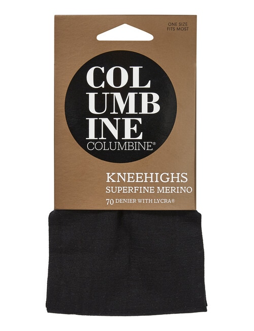 Columbine Plain Knit Superfine Merino Knee-High Sock, Black product photo