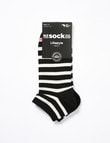 NZ Sock Co. Anklet Black/Ivory Stripe product photo View 02 S