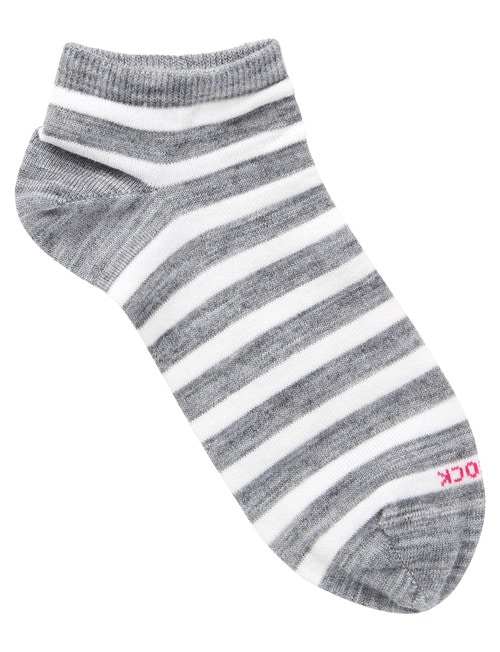 NZ Sock Co. Anklet Light Greymarle/Ivory Stripe product photo View 02 L