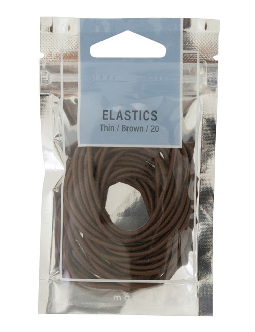 Mae Thin Brown Hair Elastics, Pod-of-20 product photo