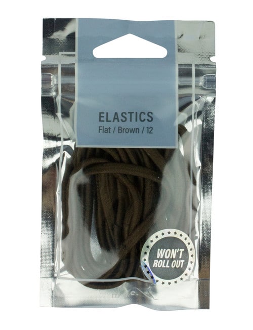 Mae Flat Elastics, Brown, 12 pack product photo
