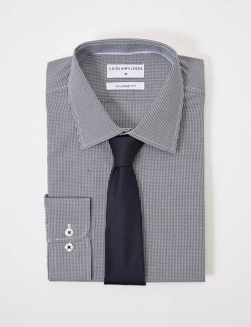 Laidlaw + Leeds Long-Sleeve Mini Check Shirt, Navy product photo View 02 L