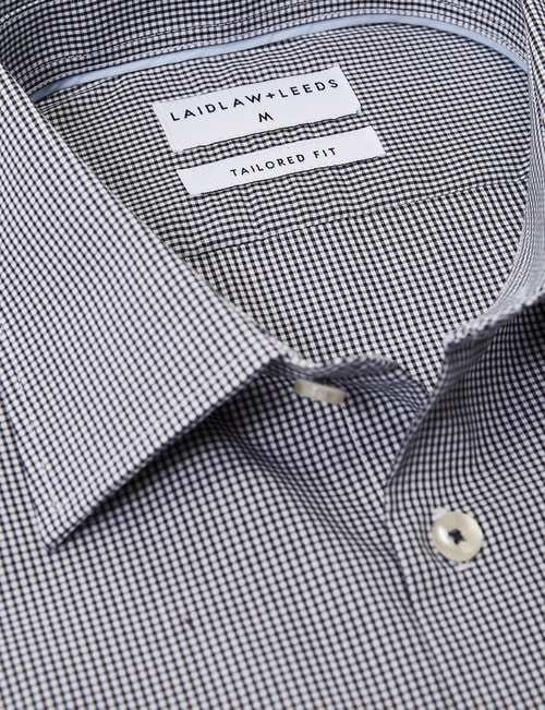 Laidlaw + Leeds Long-Sleeve Mini Check Shirt, Navy product photo View 03 L