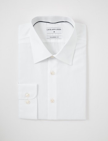Laidlaw + Leeds Long-Sleeve Twill Shirt, Regular Cuff, White product photo
