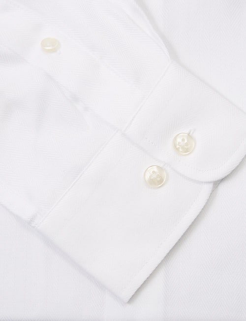 Laidlaw + Leeds Long-Sleeve Herringbone Shirt, White product photo View 04 L