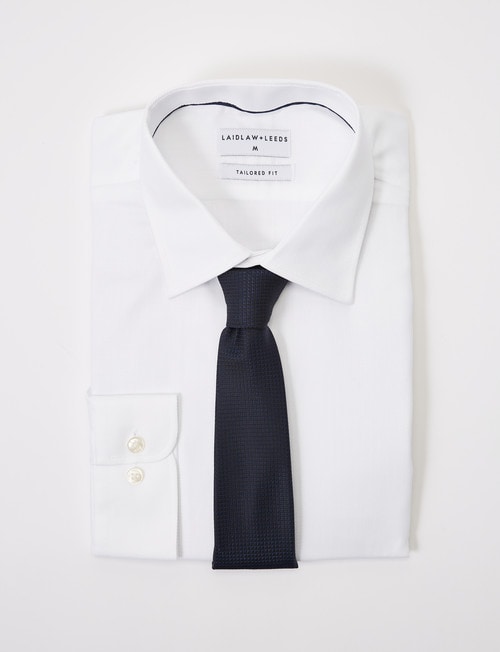Laidlaw + Leeds Long-Sleeve Herringbone Shirt, White product photo View 02 L