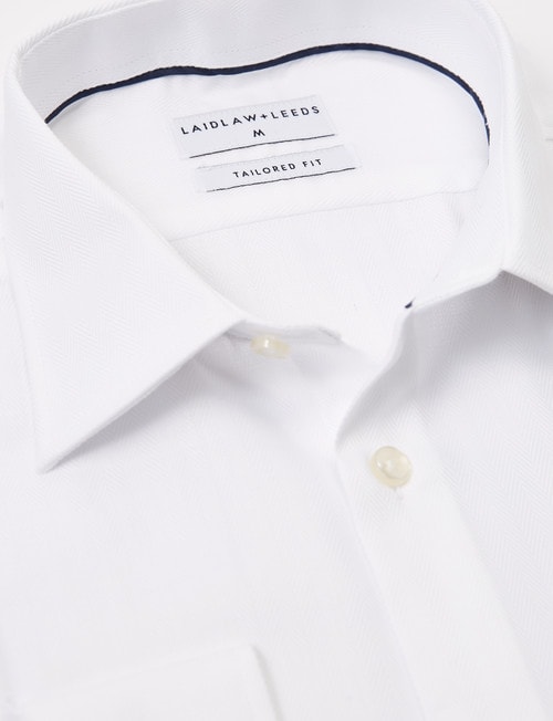 Laidlaw + Leeds Long-Sleeve Herringbone Shirt, White product photo View 03 L