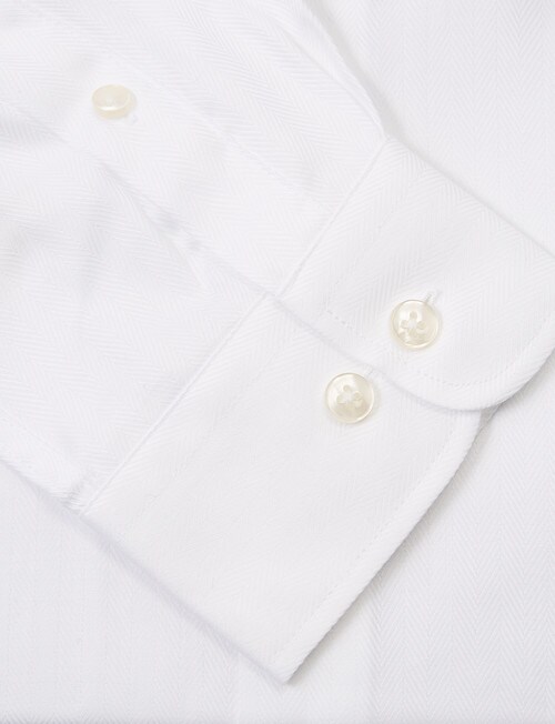 Laidlaw + Leeds Long-Sleeve Herringbone Shirt, White product photo View 04 L