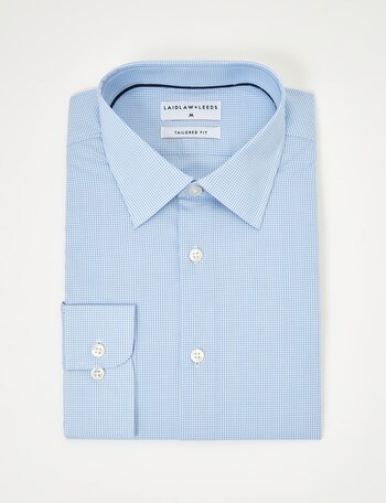 Laidlaw + Leeds Long-Sleeve Mini Check Shirt, Light Blue product photo