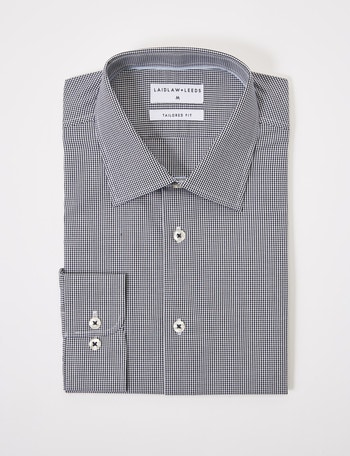 Laidlaw + Leeds Long-Sleeve Mini Check Shirt, Navy product photo