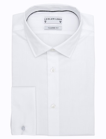 Laidlaw + Leeds Long-Sleeve Twill Shirt, French Cuff, White product photo
