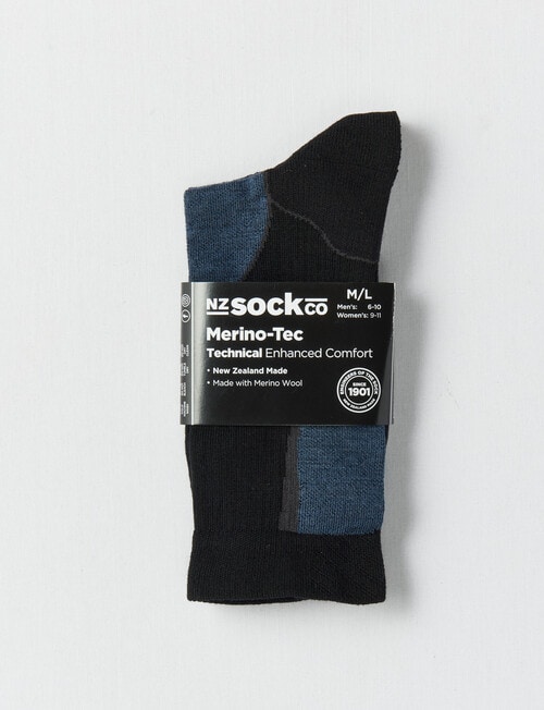 NZ Sock Co. Merino Tec Light Hiker, Black product photo View 02 L