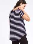 Bodycode Boxy Short Sleeve Striped Tee, Navy/White product photo View 02 S