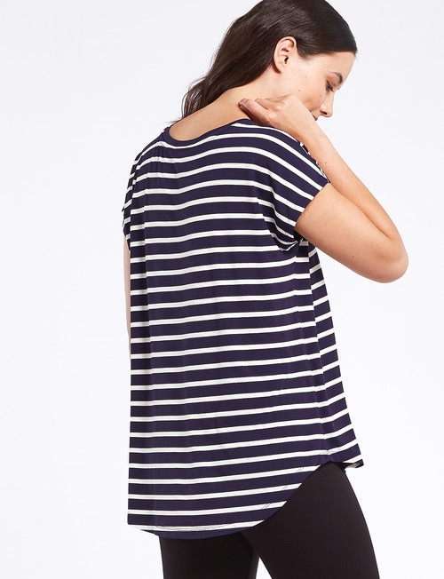 Bodycode Boxy Short Sleeve Striped Tee, Navy/White product photo View 02 L