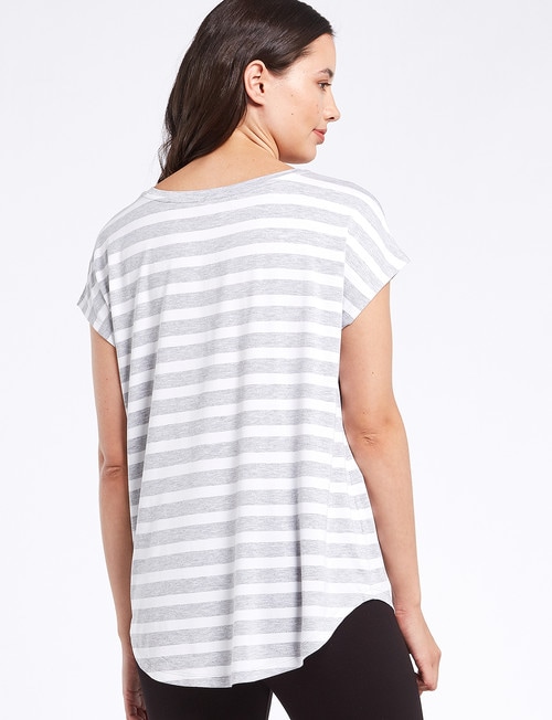 Bodycode Boxy Short Sleeve Striped Tee, Grey/White product photo View 02 L