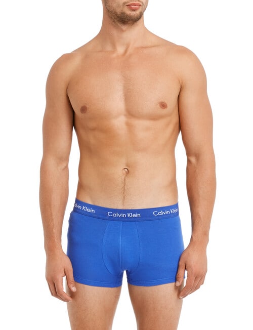 Calvin Klein Low Rise Trunk Cotton Stretch, Blue/Black, 3-Pack product photo View 02 L