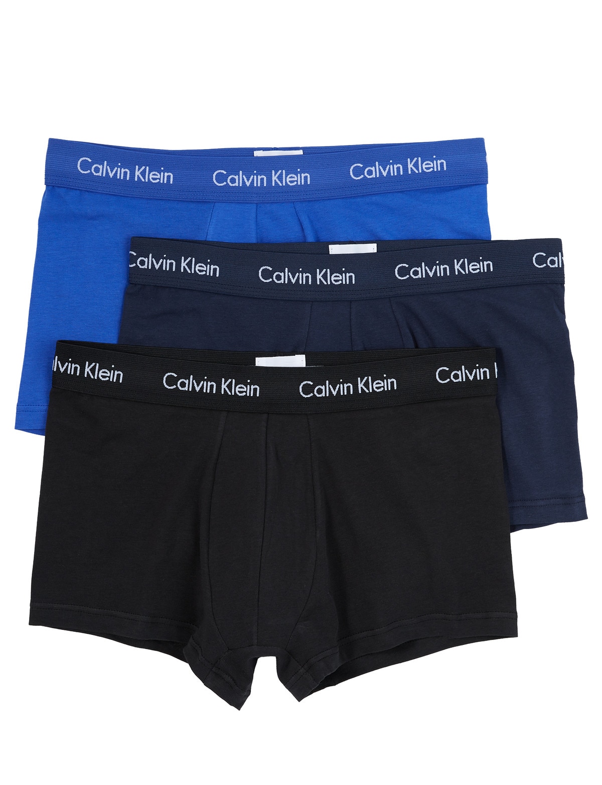 Calvin Klein Low Rise Trunk Cotton Stretch, Blue/Black, 3-Pack - Underwear