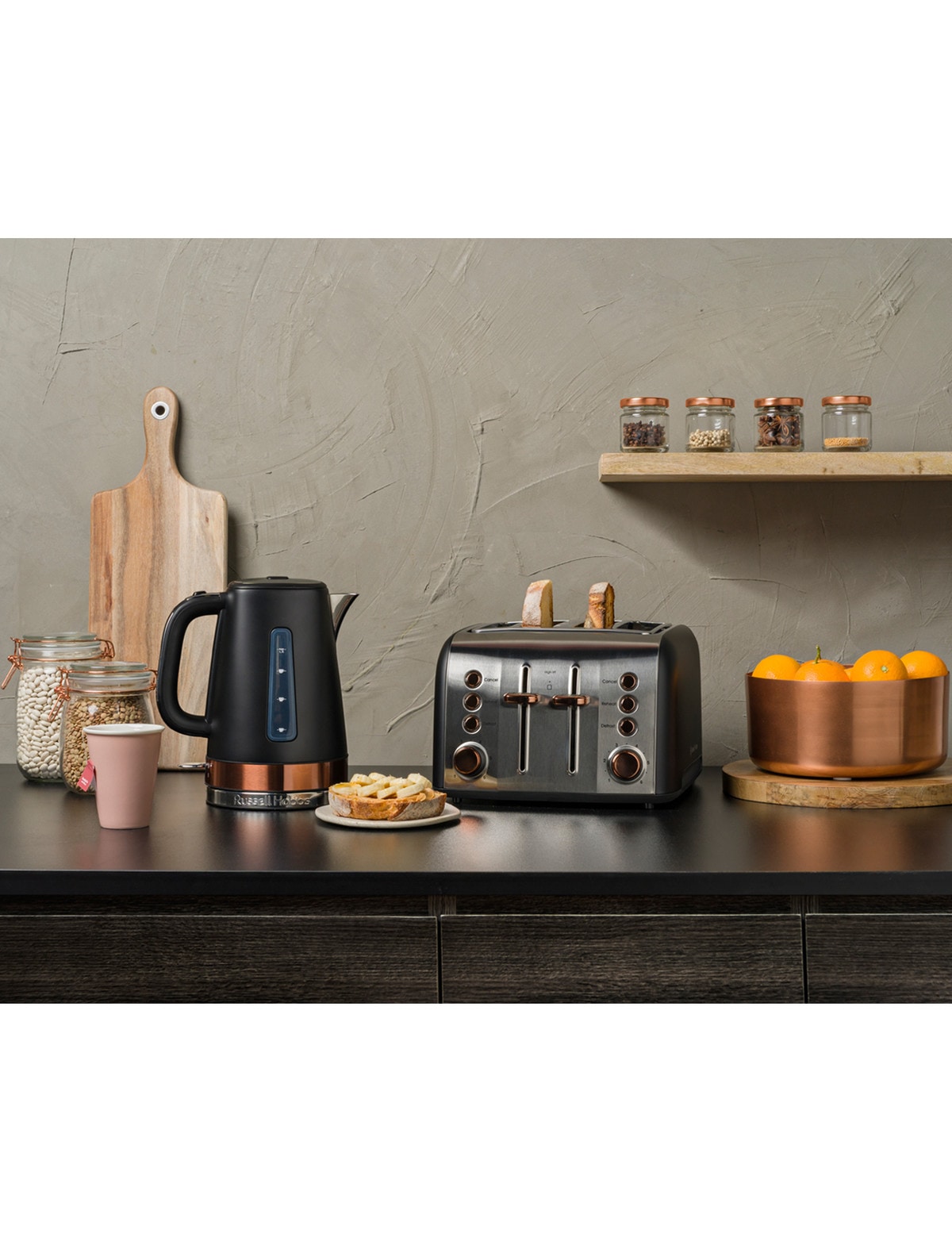 Russell Hobbs Brooklyn 4-Slice Toaster, Copper Accent, RHT94COP - Toasters