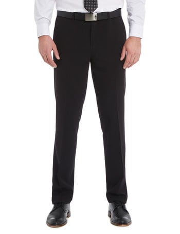 Chisel Formal Flat Front Plain Pant, Tailored Fit, Black product photo