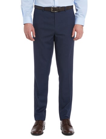 Chisel Formal Flat Front Birdseye Pant, Tailored Fit, Navy product photo