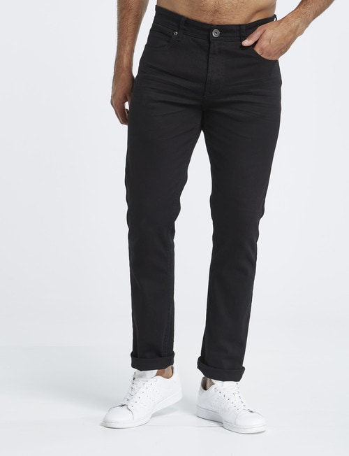 Gasoline Oval Slim Leg Coloured Denim Jean, Black product photo