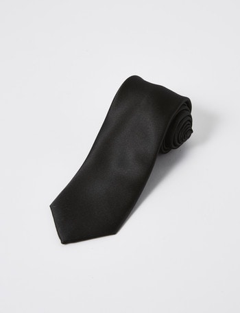 Laidlaw + Leeds Tie, Plain Satin Texture, 7cm, Black product photo
