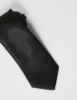 Laidlaw + Leeds Tie, Plain Satin Texture, 7cm, Black product photo View 02 S