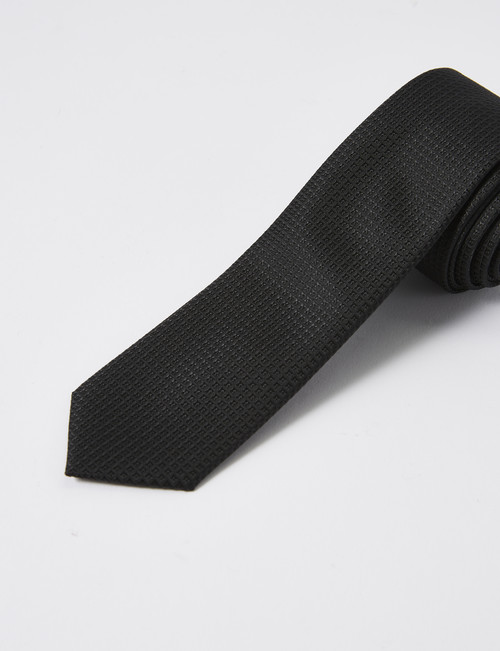 Laidlaw + Leeds Tie, Plain Texture, 5cm, Black product photo View 02 L