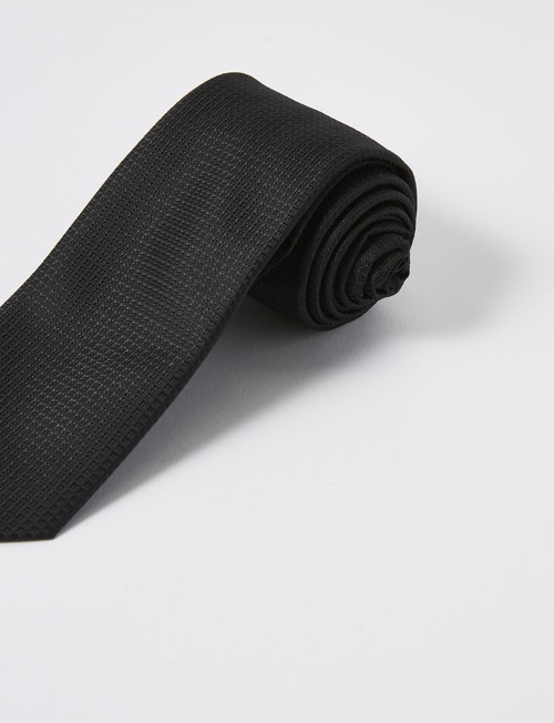 Laidlaw + Leeds Tie, Plain Texture, 7cm, Black product photo View 02 L