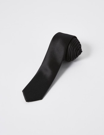 Laidlaw + Leeds Tie, Plain Satin Texture, 5cm, Black product photo