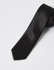Laidlaw + Leeds Tie, Plain Satin Texture, 5cm, Black product photo View 02 S