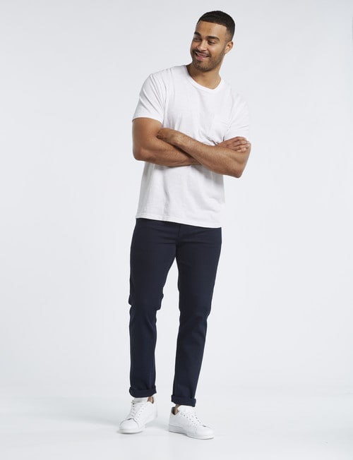 Gasoline Oval Slim Leg Coloured Jean, Navy product photo View 03 L