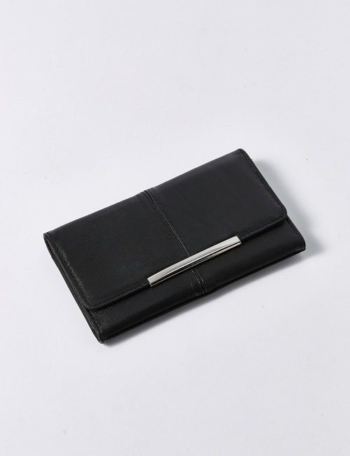 Milano Leather & PU Flap Wallet with Bar, Black product photo