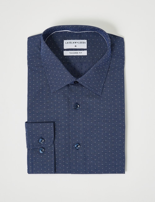 Laidlaw + Leeds Long-Sleeve Dot Print Fashion Shirt, Navy & White product photo