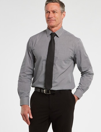 Chisel Formal Long Sleeve Mini Check Shirt, Black product photo