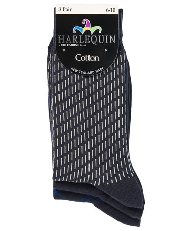 Harlequin Dash Argyle Dress Sock, 3-Pack, Navy product photo
