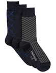 Harlequin Dash Argyle Dress Sock, 3-Pack, Navy product photo View 02 S
