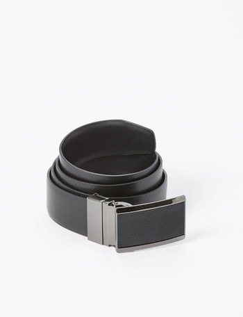 Laidlaw + Leeds Reversible Textured Box Buckle Belt, Black product photo