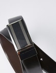 Laidlaw + Leeds Reversible Feather Edge Box Buckle Belt, Black/Brown product photo View 02 S
