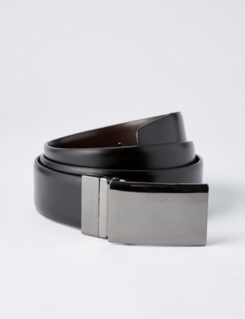 Laidlaw + Leeds Reversible Feather Edge Box Buckle Belt, Black/Brown product photo