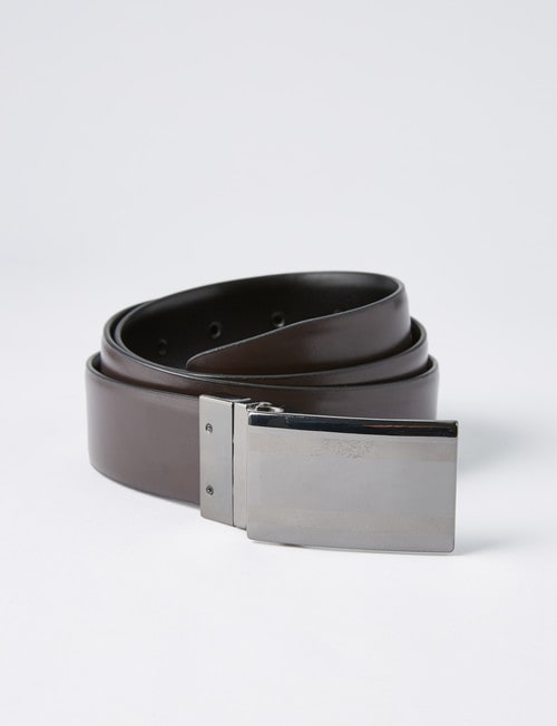Laidlaw + Leeds Reversible Feather Edge Box Buckle Belt, Black/Brown product photo View 04 L
