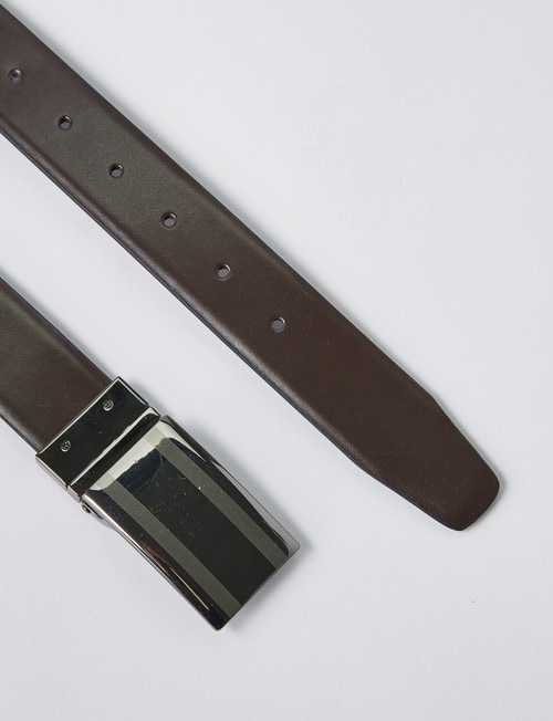 Laidlaw + Leeds Reversible Feather Edge Box Buckle Belt, Black/Brown product photo View 06 L