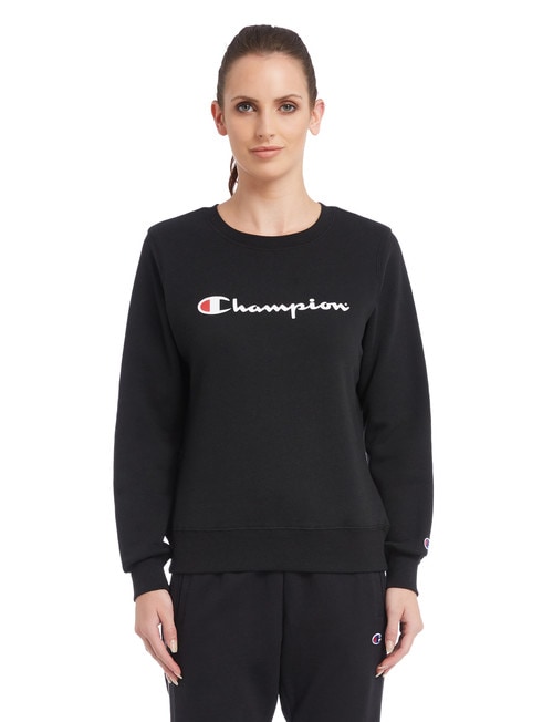 Champion Crew Neck Script Sweatshirt, Black product photo