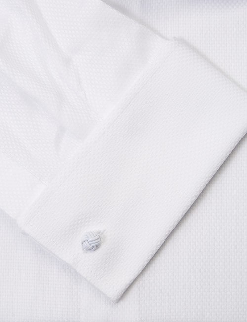 Laidlaw + Leeds Long-Sleeve Jacquard Shirt, French Cuff, White product photo View 04 L