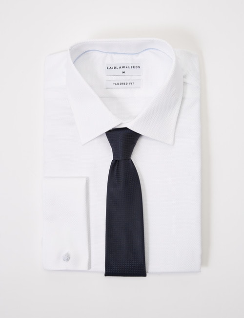 Laidlaw + Leeds Long-Sleeve Jacquard Shirt, French Cuff, White product photo View 02 L